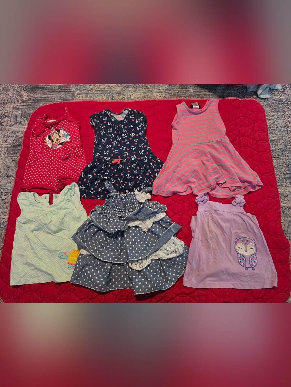girls 24 months dress lot of 6 minnie floral nautical striped owl